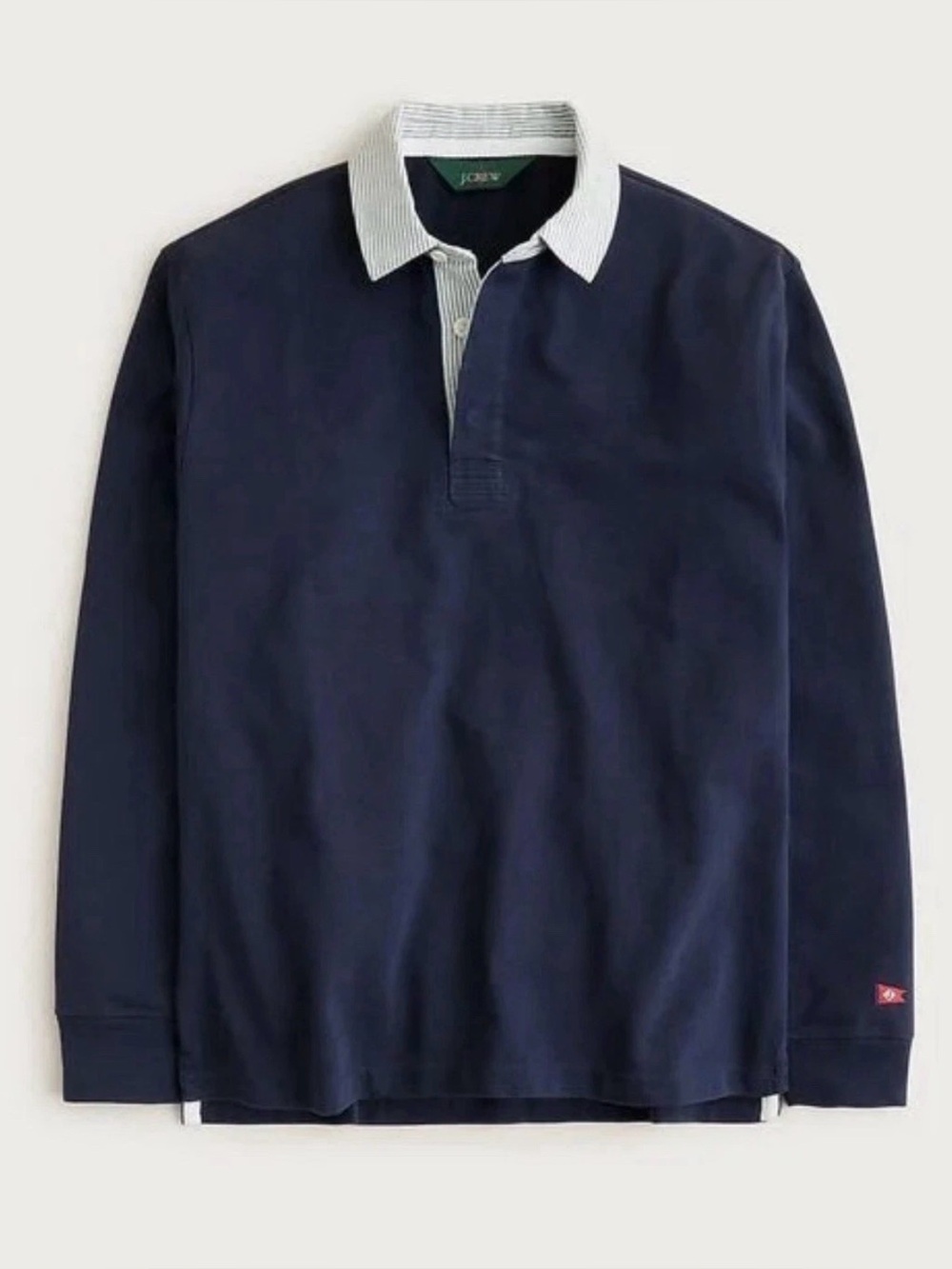 J. CREW Rugby shirt with striped oxford collar in Navy Size TALL M $98 CR760